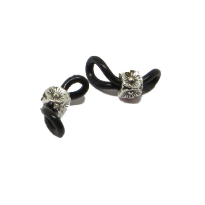 Brillenschlaufen für Brillenketten Halter schwarz platinf. Blümchen 10 stück