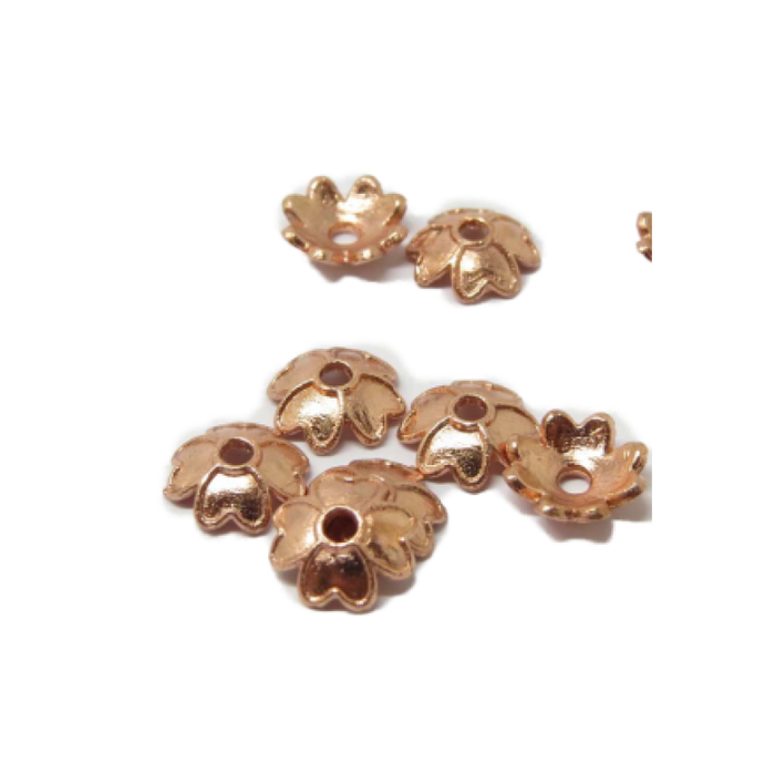 Perlenkappe rosegold vier Blatt 10 Stück