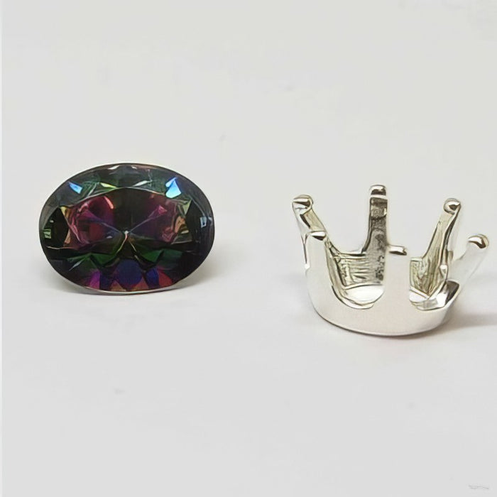 Edelstein Kronen Fassung oval 8x6mm 925 Sterling Silver – Bild 2