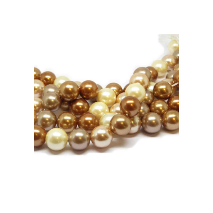 Muschelkern Perle cappuccino mix 10mm 19cm 1/2 Strang
