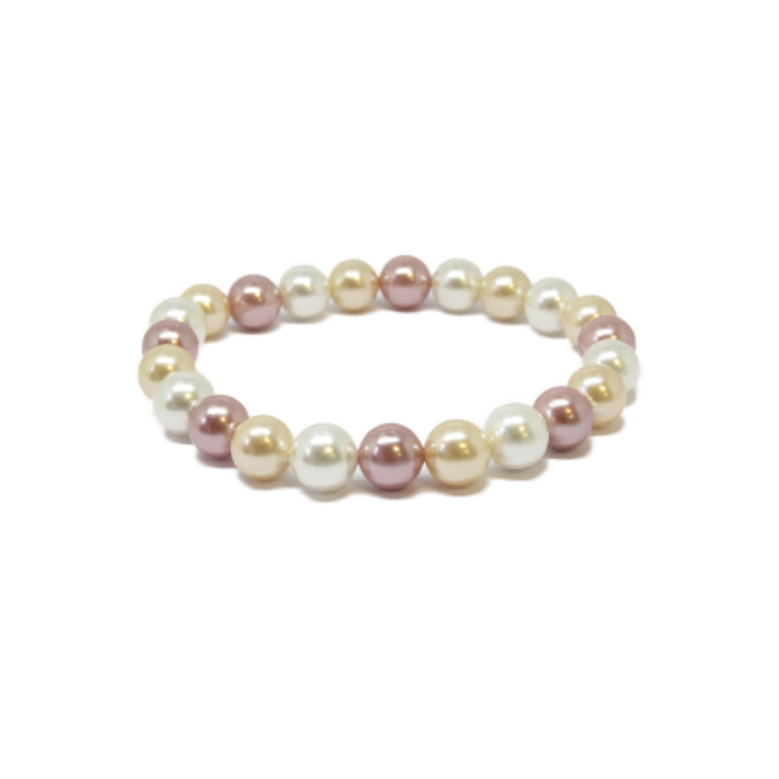 Armband 8mm Muschelkern-Perlen pastell 52mm 1 Stk.