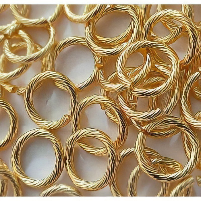 Ringli offen Edelstahl golden mit Muster 13x2mm 10 Stück