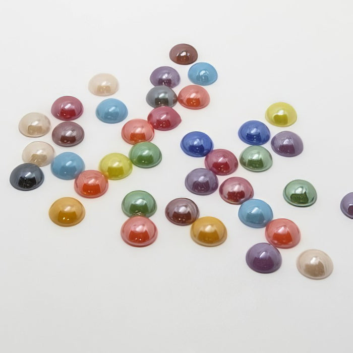 Glas Cabochon ca 9.5mm Mix Pearl 50 Stück