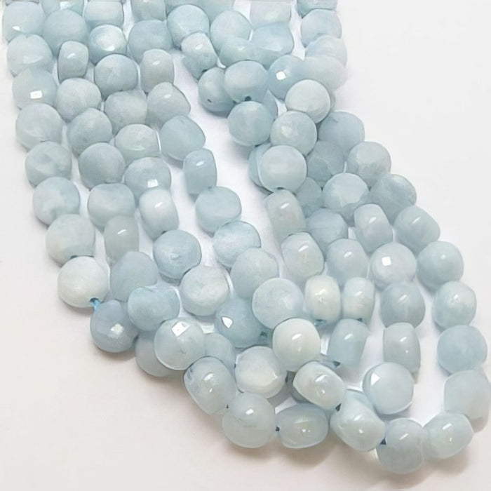 Aquamarin facettiert 6-6.4x4.5mm Faedelloch 0.7mm 1 Strang