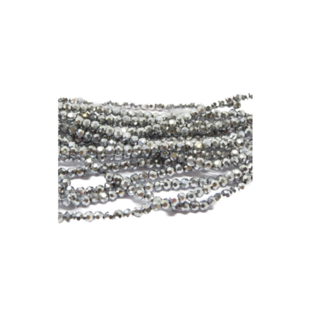 Glas rund facettiert anthrazit 3.5mm 1 Strang