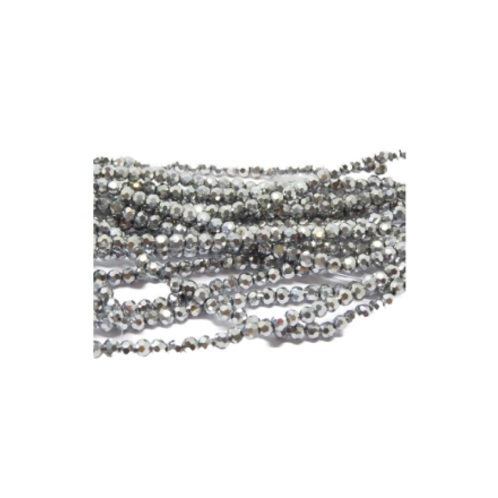 Glas rund facettiert anthrazit 3.5mm 1 Strang