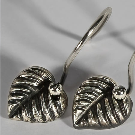 Schmuck Silber 999 Ohrringe Blatt aus Winterthur Handarbeit