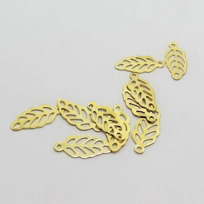 Anhänger Blättli Edelstahl gold 12,6x5,6mm 10 Stück