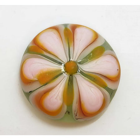 Ringtop Glasperle 19.6mm Blume Grün Orange Rosa