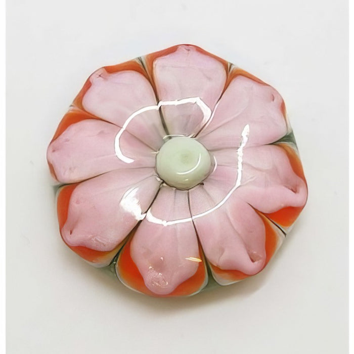 Ringtop Glasperle 23.5mm organic Blume Grün Orange Rosa