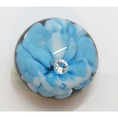 Ringtop Glasperle 17.5mm Implosion Türkis mit Zirkon
