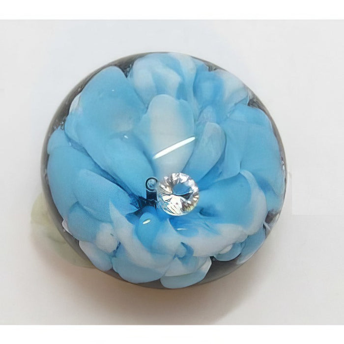 Ringtop Glasperle 17.5mm Implosion Türkis mit Zirkon