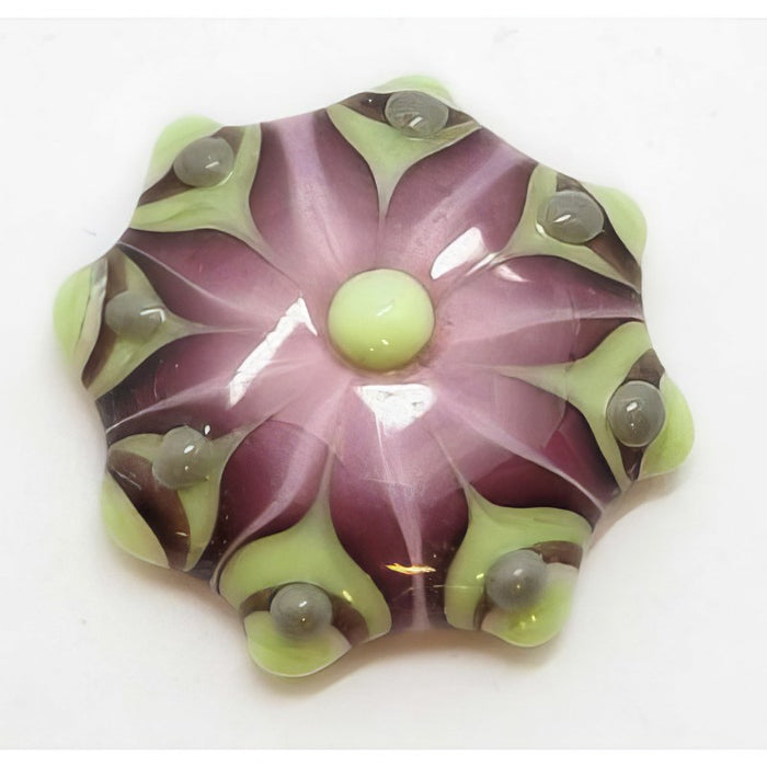 Ringtop Glasperle 29mm Mandala amethyst grün