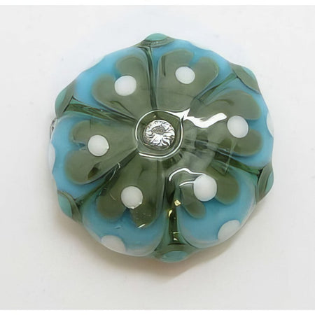 Ringtop Glasperle 20mm Mandala türkis grün mit Zirkon