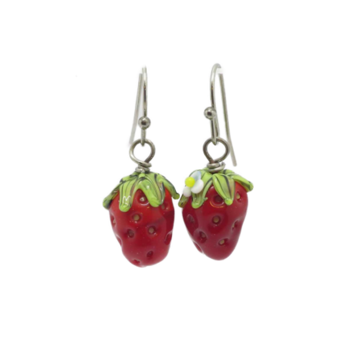 Ohrringe Chirurgenstahl Erdbeeren Handgemacht