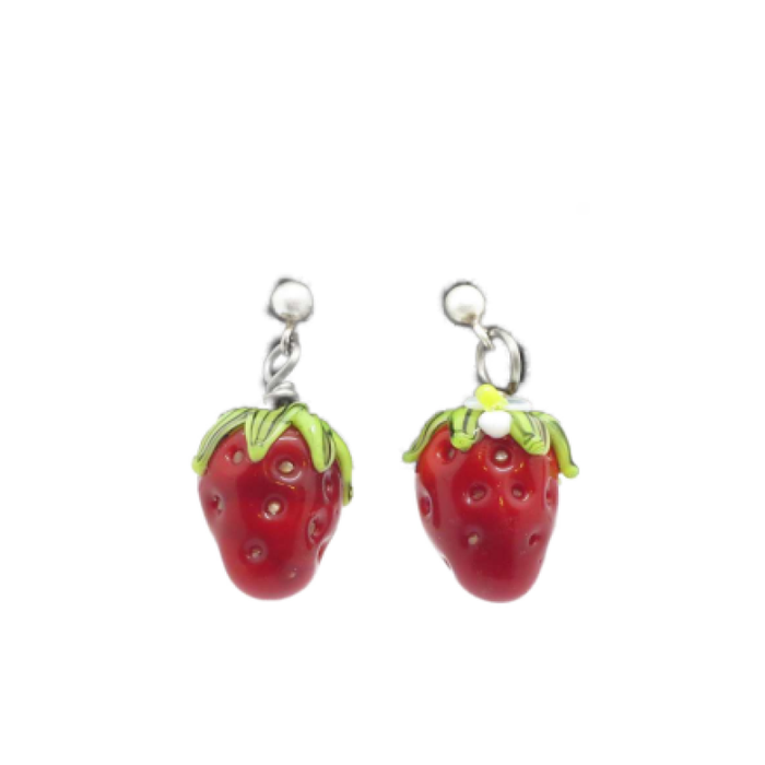 Ohrstecker Chirurgenstahl Erdbeeren Handgemacht