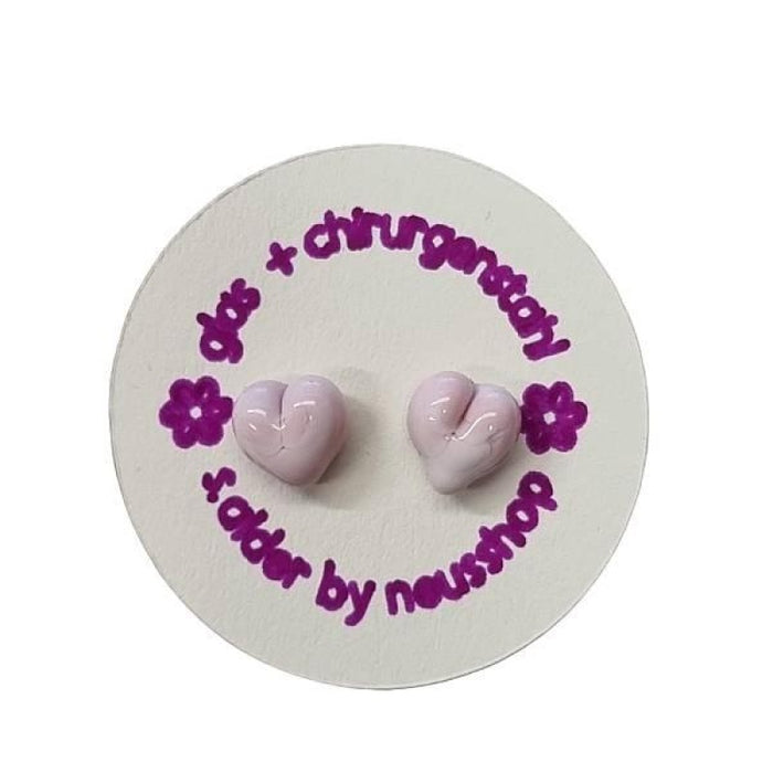 Ohrstecker Chirurgenstahl Herz rosa handgemacht