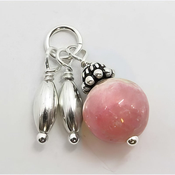 Anhänger Charm mit Itl. Onyx Pink L 20mm Silber 925 1 Stk.