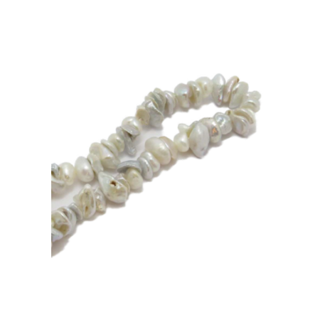 Süsswasserperle Keshi silber 5-9mm 1 Strang