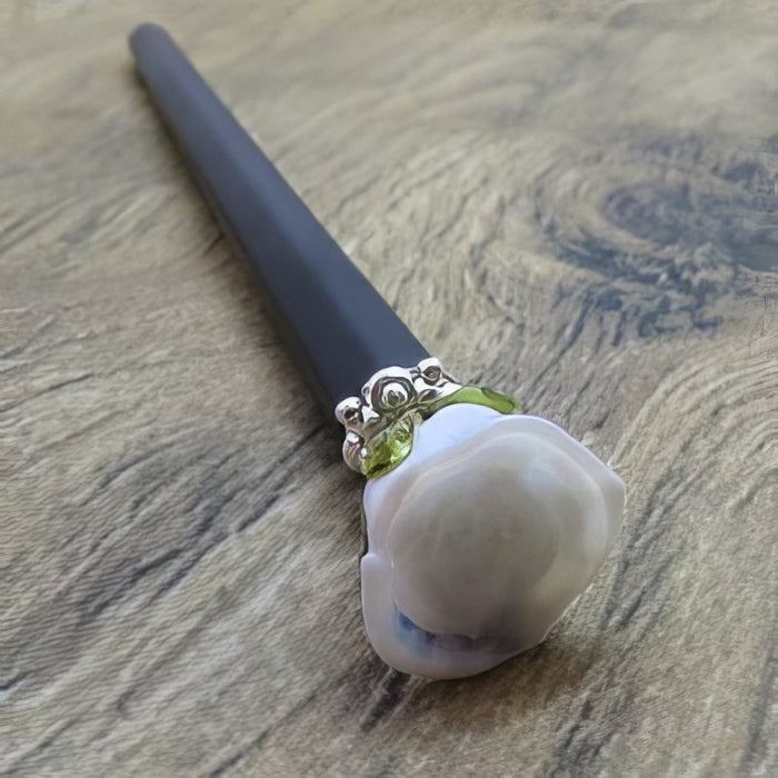 Bleistift mit Handgefertigter weisser Glas Rose 1 Stk