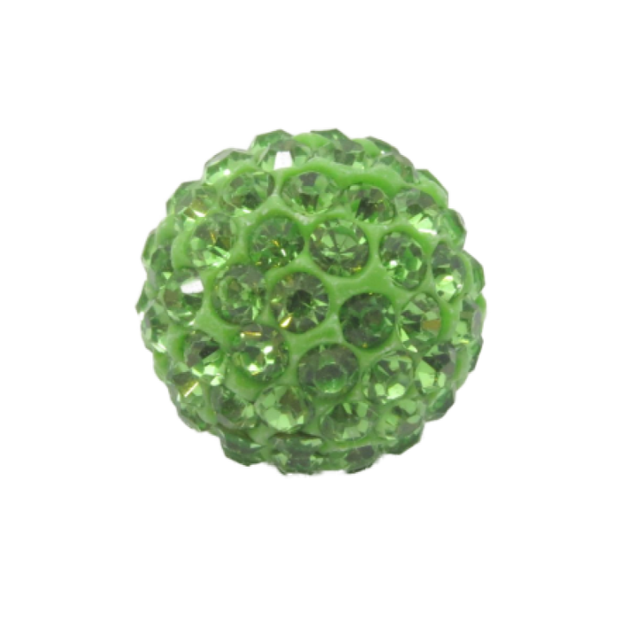 Perle Polymer mit Strass hellgrün 10mm