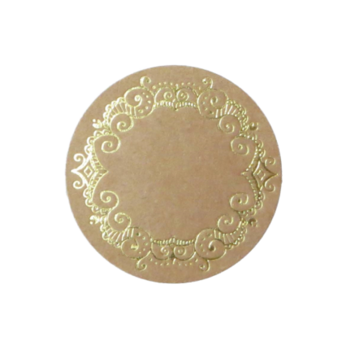 Label Klebeetiketten gold Ranken rund 1 Bogen