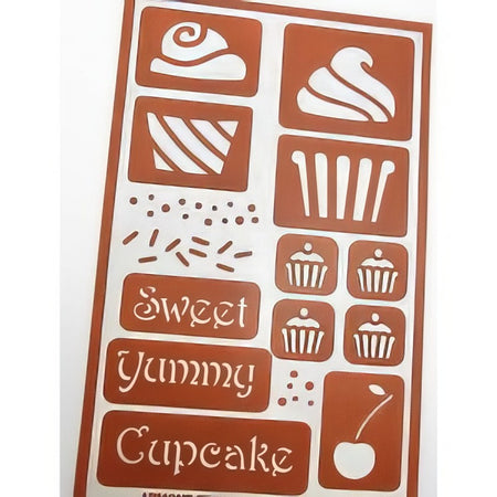 Selbst haftende Motiv Schablone Cupcake 1 Bogen