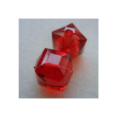 Acryl Perle gross Würfel 17x15 mm Facetiert rot 1 Stück