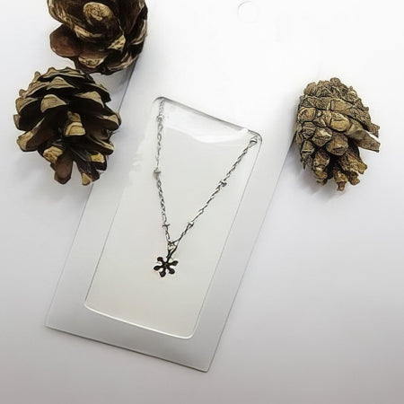 Schneeflocken Collier mit 2mm Perlen 45cm 1 Stück