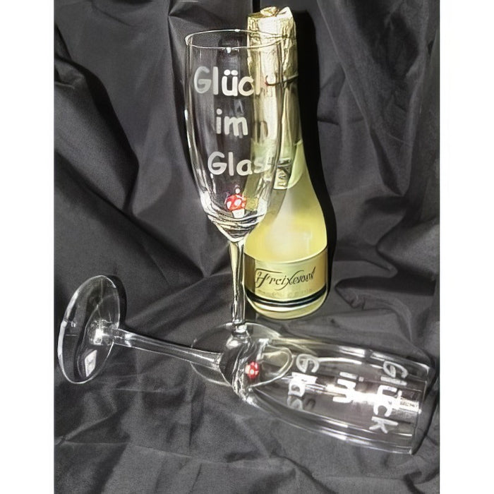 "Glück im Glas" Champagnerglas mit Glückspilz im Glas © 1 Stück – Bild 2