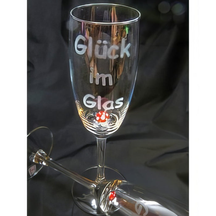 "Glück im Glas" Champagnerglas mit Glückspilz im Glas © 1 Stück