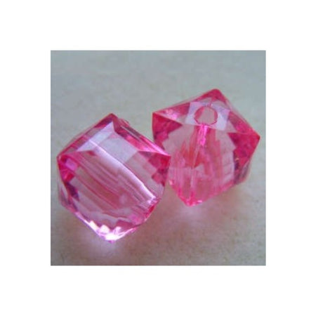 Acryl Perle gross Würfel 17x15 mm Facetiert rosa 1Stück