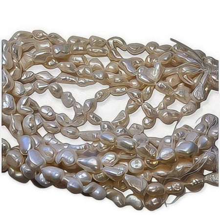 LE Süsswasserperle cremeweiss 11x11-9x19mm 1 Strang