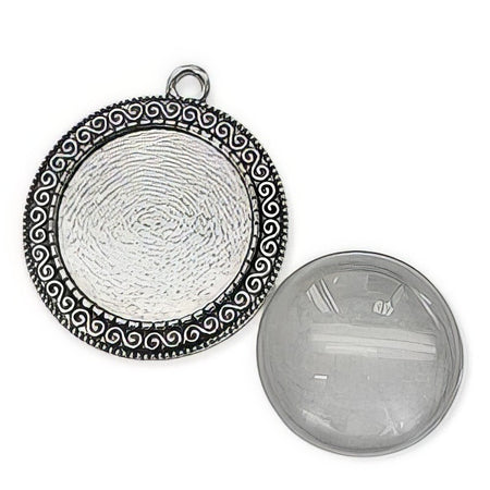 Anhänger Cabochon "S" mit 25mm Glas 1 Stück
