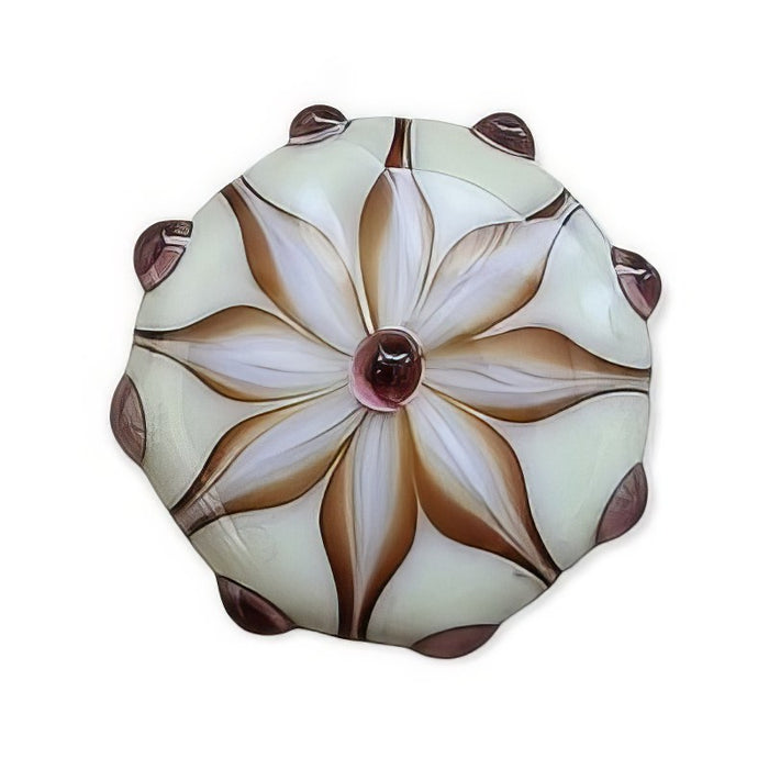 Ringtop Glasperle 24mm Blume creme/amethyst Swissmade
