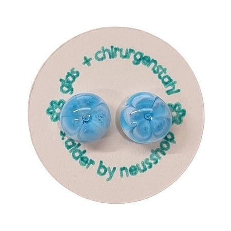 Ohrstecker Chirurgenstahl Aqua Blümchen Swissmade – Bild 2