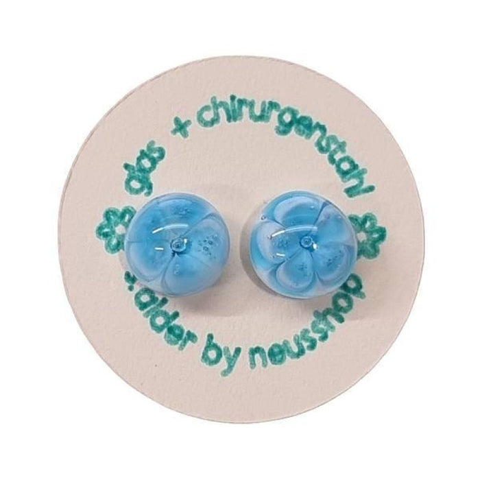 Ohrstecker Chirurgenstahl Aqua Blümchen Swissmade – Bild 2