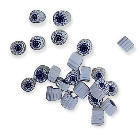 Millefiori Scheiben Murrinis Transp. Blau 3-4mm ca . 15stk.