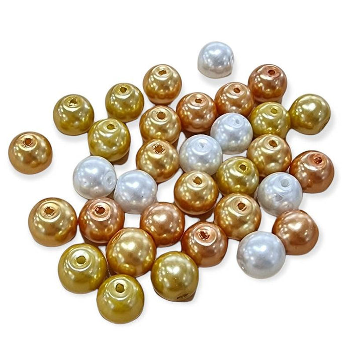 Glas Gold mix Perlenschimmer 8mm  ca.90Stk