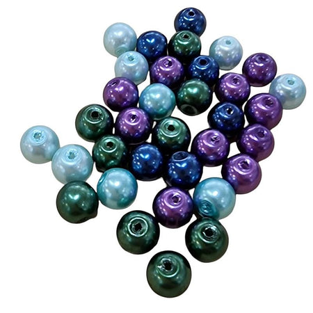 Glas violett grün mix Perlenschimmer 8mm  ca.90Stk