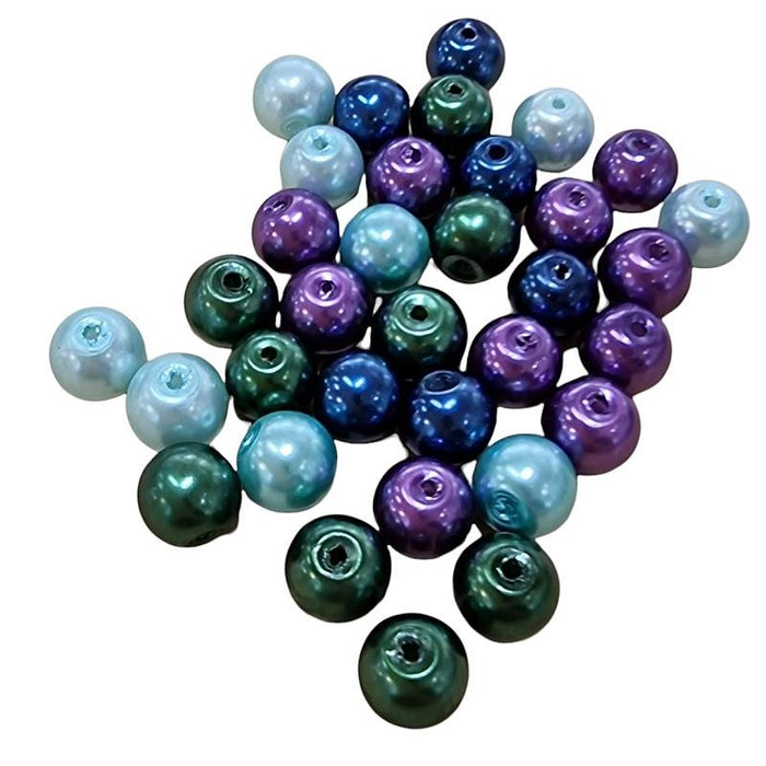 Glas violett grün mix Perlenschimmer 8mm  ca.90Stk