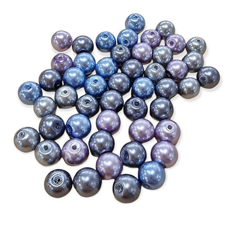 Glas lila blau mix Perlenschimmer 8mm  ca.90Stk