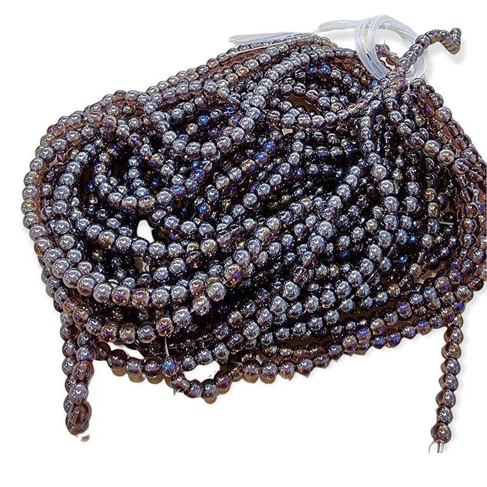 Glas rund Amethyst AB 4mm ca. 80stk.