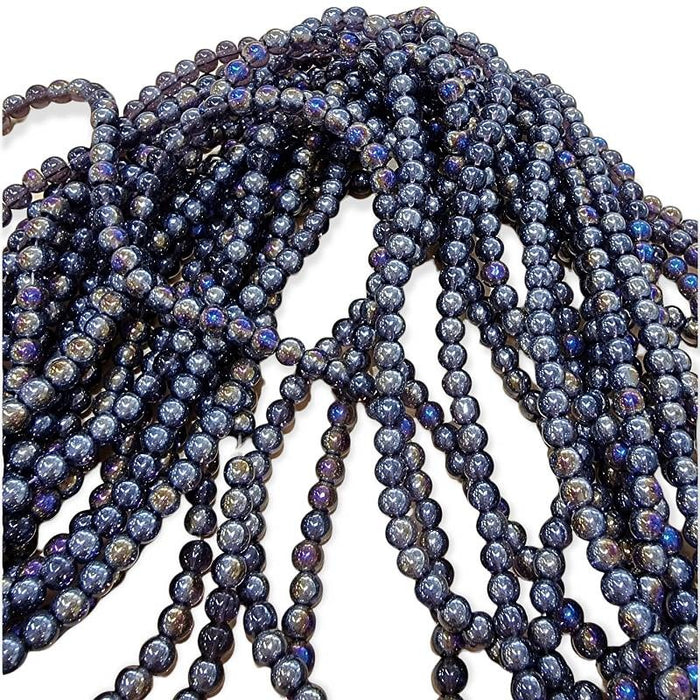 Glas rund violett AB 4mm ca. 80stk.