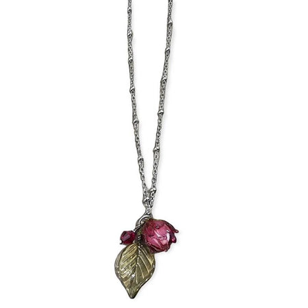 Kette Murano Glas Blüte Pink Edelstahl