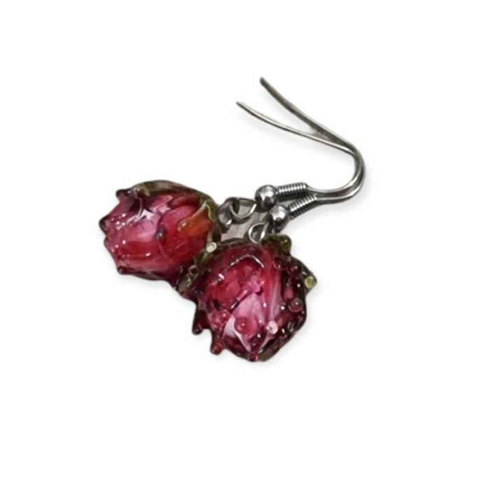 Ohrringe Edelstahl Blüte Pink Handgemacht