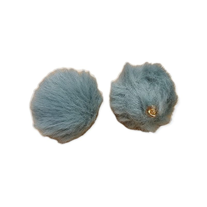 Pompon aus Plüsch grau/petrol 25mm 1 Stück