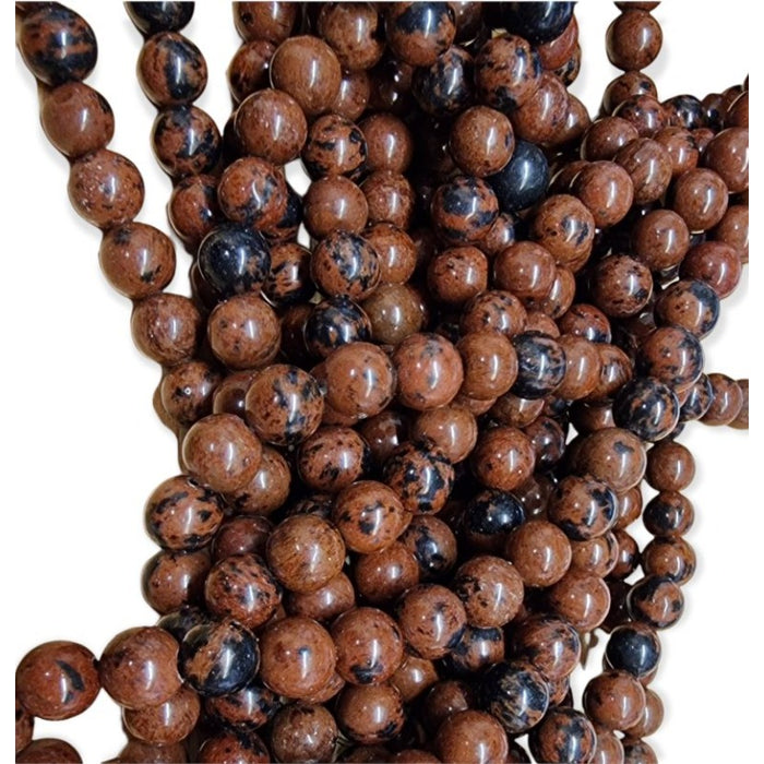 Mahagoni Obsidian 6,5mm 1 Strang