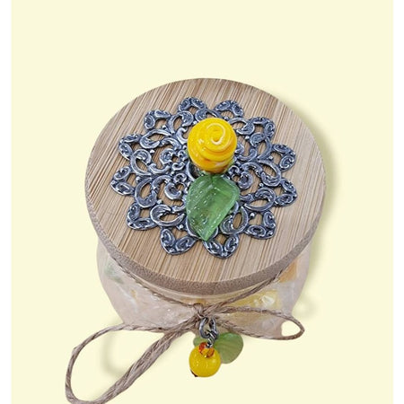 Bonboniere Perlen aus dem Atelier verziert Rose gelb 1 Stk – Bild 2