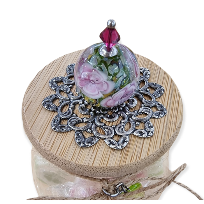 Bonboniere Perlen aus dem Atelier verziert Blumenperle rosa 1 Stk – Bild 2